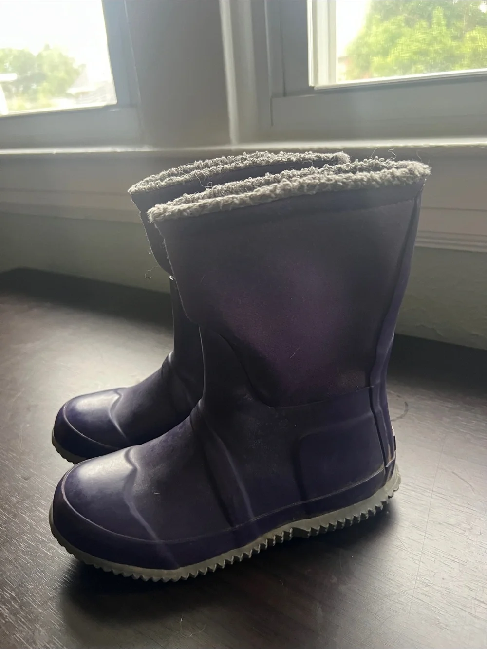Hunter Purple Kids Fleece-Lined Rain & Snow Boots